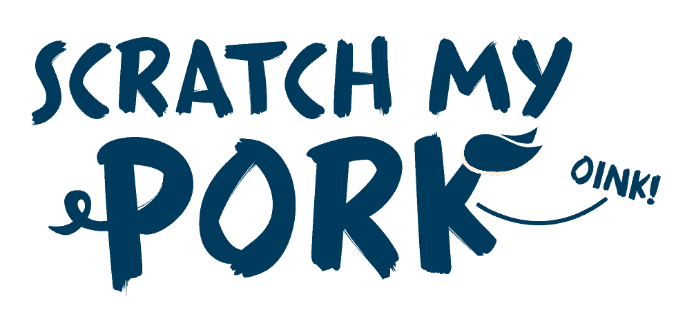 Scratch My Pork logo in blue
