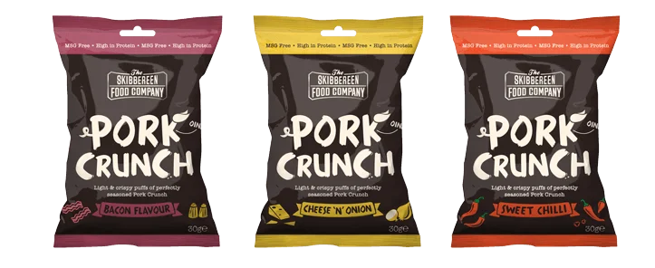 Pork-Crunch-all-3-in-line Photo of full range of Pork Crunch snacks