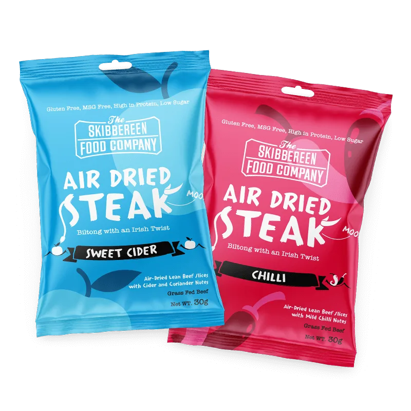 SFC-Air-Dried-Steak-Mixed Photo of mixed pack of Air Dried Steak snacks - Cider and Chilli flavours