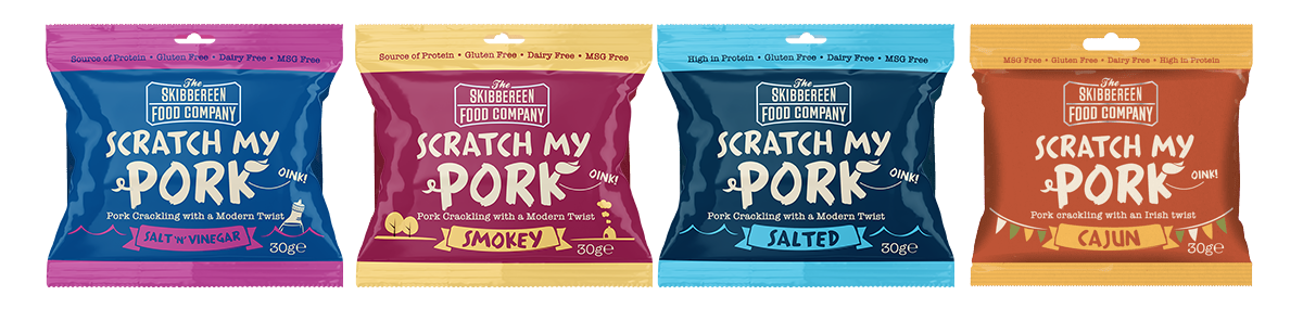Scratch-my-pork-4-packets-line Scratch My Pork - Pork Crakling Snacks - Four Flavours